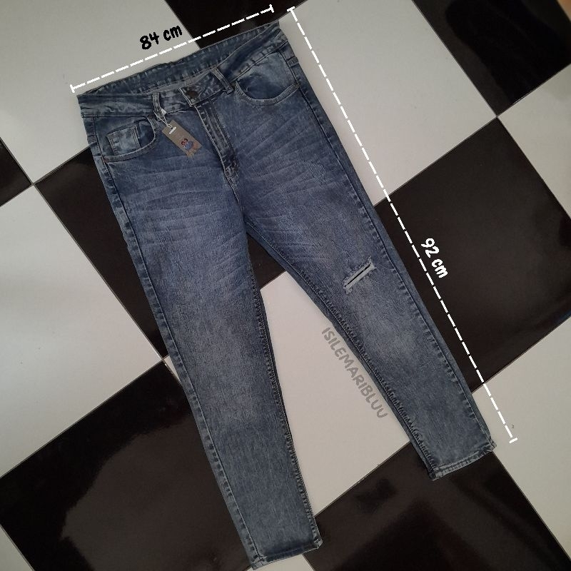 Celana Jeans AIX Denim Motif Scratch - isilemaribluu