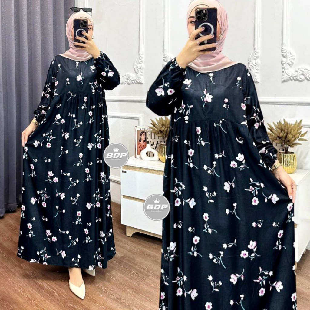 Daster Wanita Gamis Cap Batik Premium Busui Gamis Kekinian Gamis Busui  Resleting Depan Gamis Rayon 