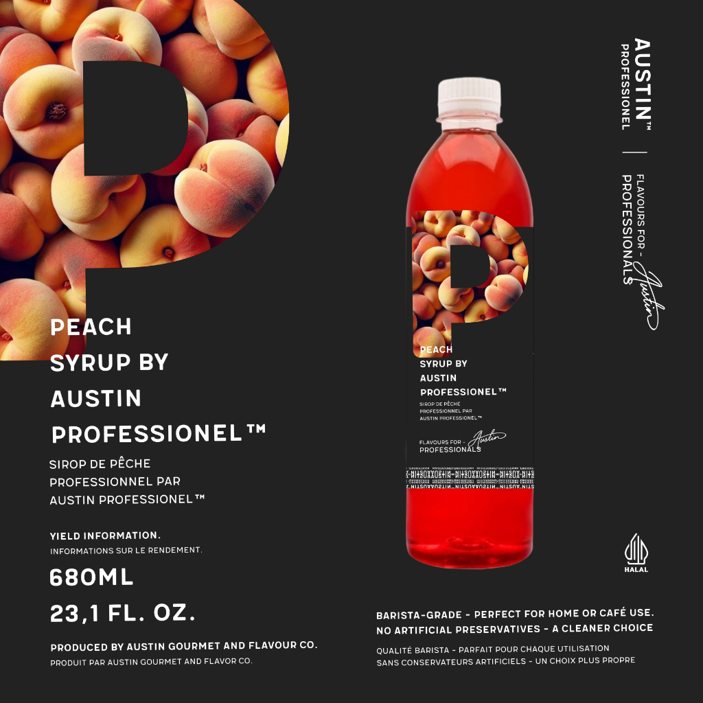

Peach Syrup by Austin Professionel (Barista-grade) - 680ml | Sirup Rasa Persik