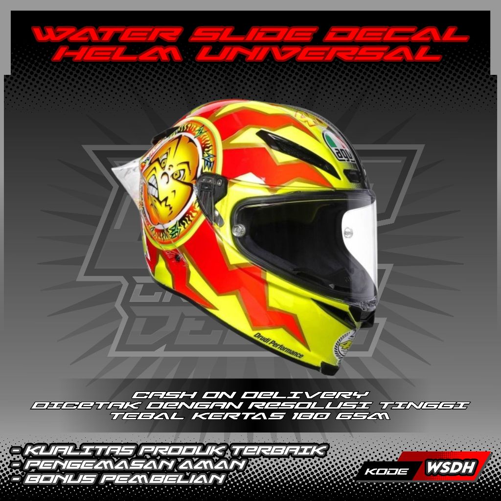WATER SLIDE DECAL HELM UNIVERSAL MOTIF ROSSI 46 20TH ANNIVERSARY SUN & MOON | WATER SLIDE DECAL HELM