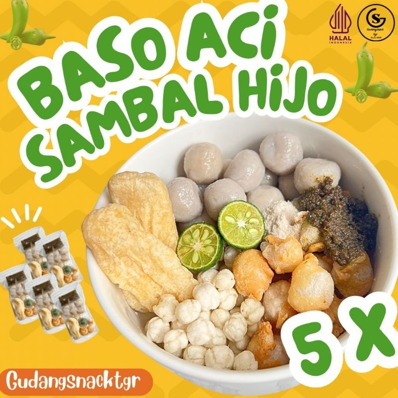 

5 Bungkus Baso Aci [Sambal Hijo] Paket Usaha Instan Food Pedas Ayam Makanan Mie Seblak