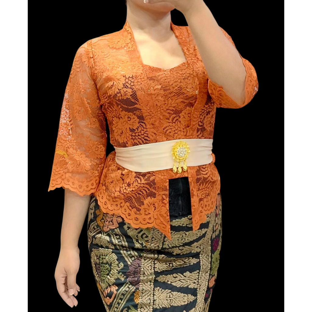 Kebaya Brokat Swaroski Gliter Lengan Lonceng Adat Bali