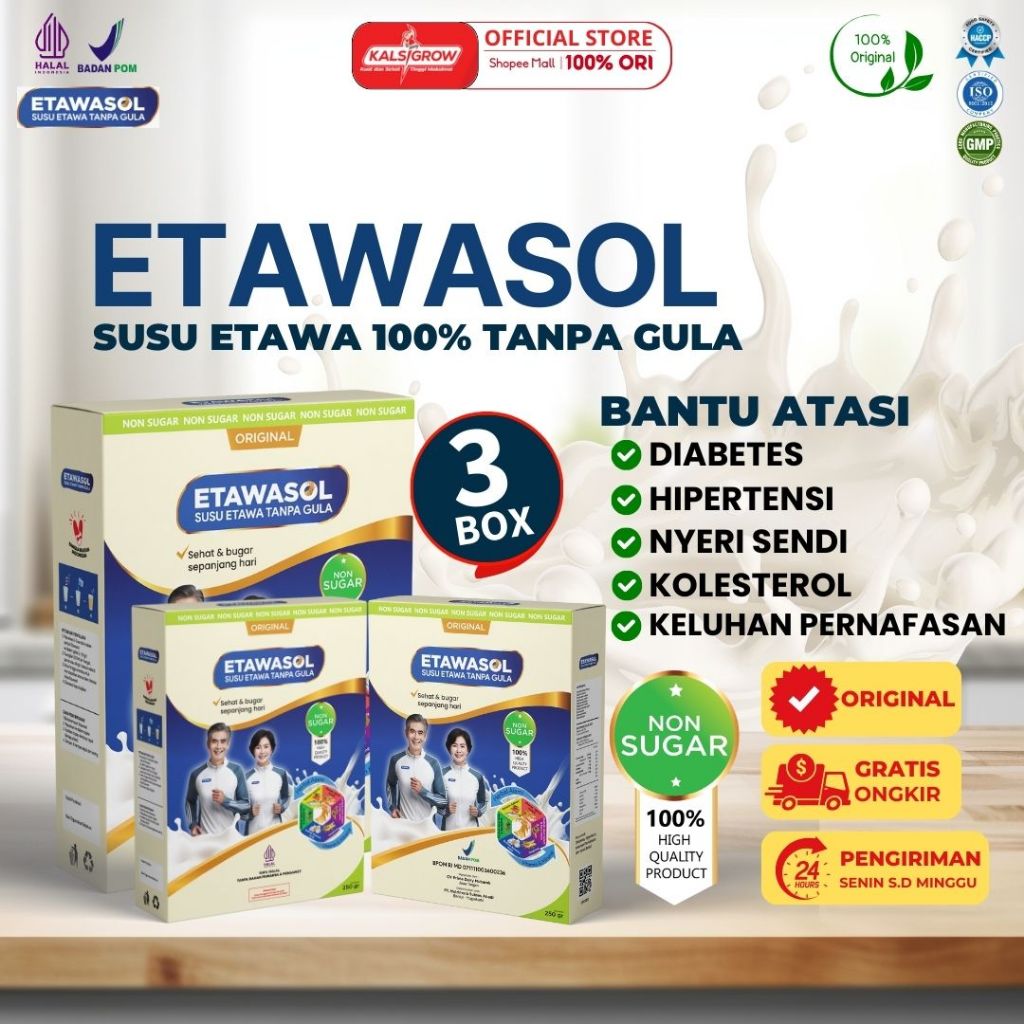 

Etawasol Susu Kambing Non-sugar BPOM Atasi Diabetes, Hipertensi, Nyeri Sendi dan Pernafasan - 3 Box