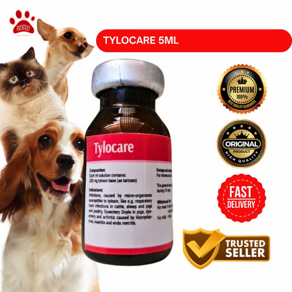 Tylocare Injeksi 5 ml - Tylosin 200 mg - Untuk Hewan Sakit PNEUMONIA