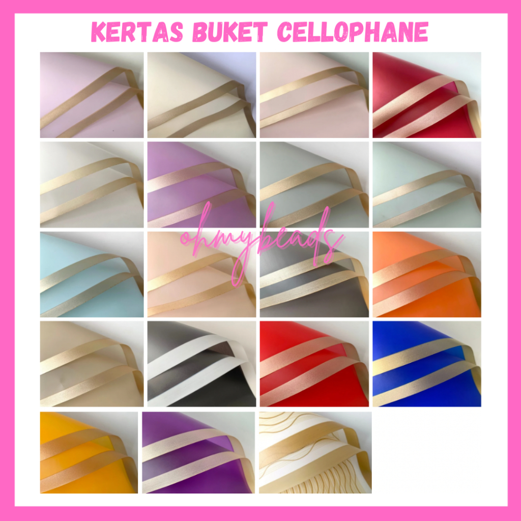

[5 LEMBAR] Flower Wrapping Paper Varian List Gold Line Emas Kertas Buket Bunga Cellophane Florist Goldline