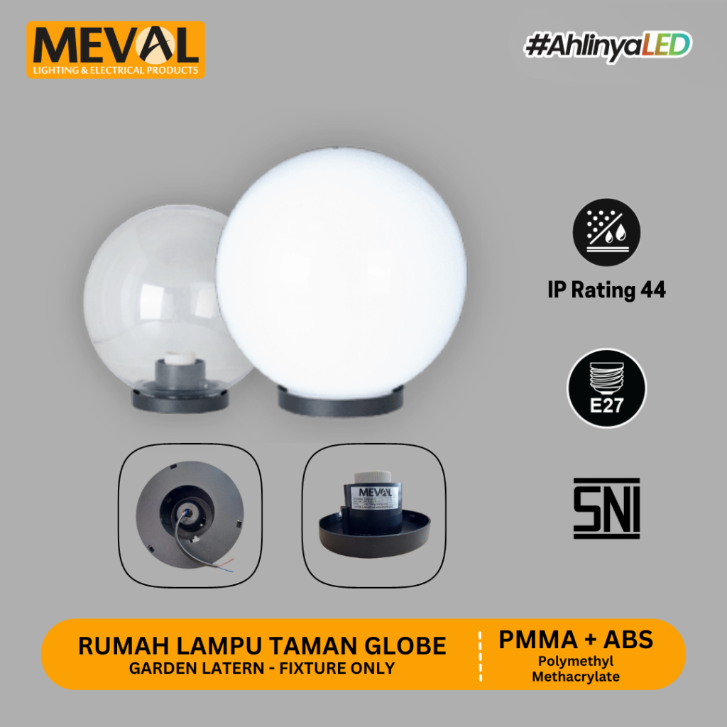 MEVAL Rumah Lampu Taman Globe Putih / Clear