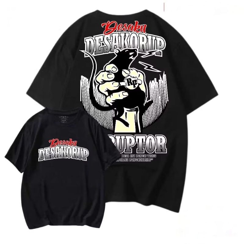 Kaos Desa Korupsi Anti Kritik Koruptor Kaos Desa Maling Penjarakan -Free Stiker