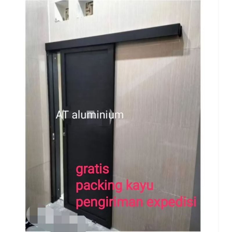 pintu sliding 80x200 full alumunium tanpa kusen