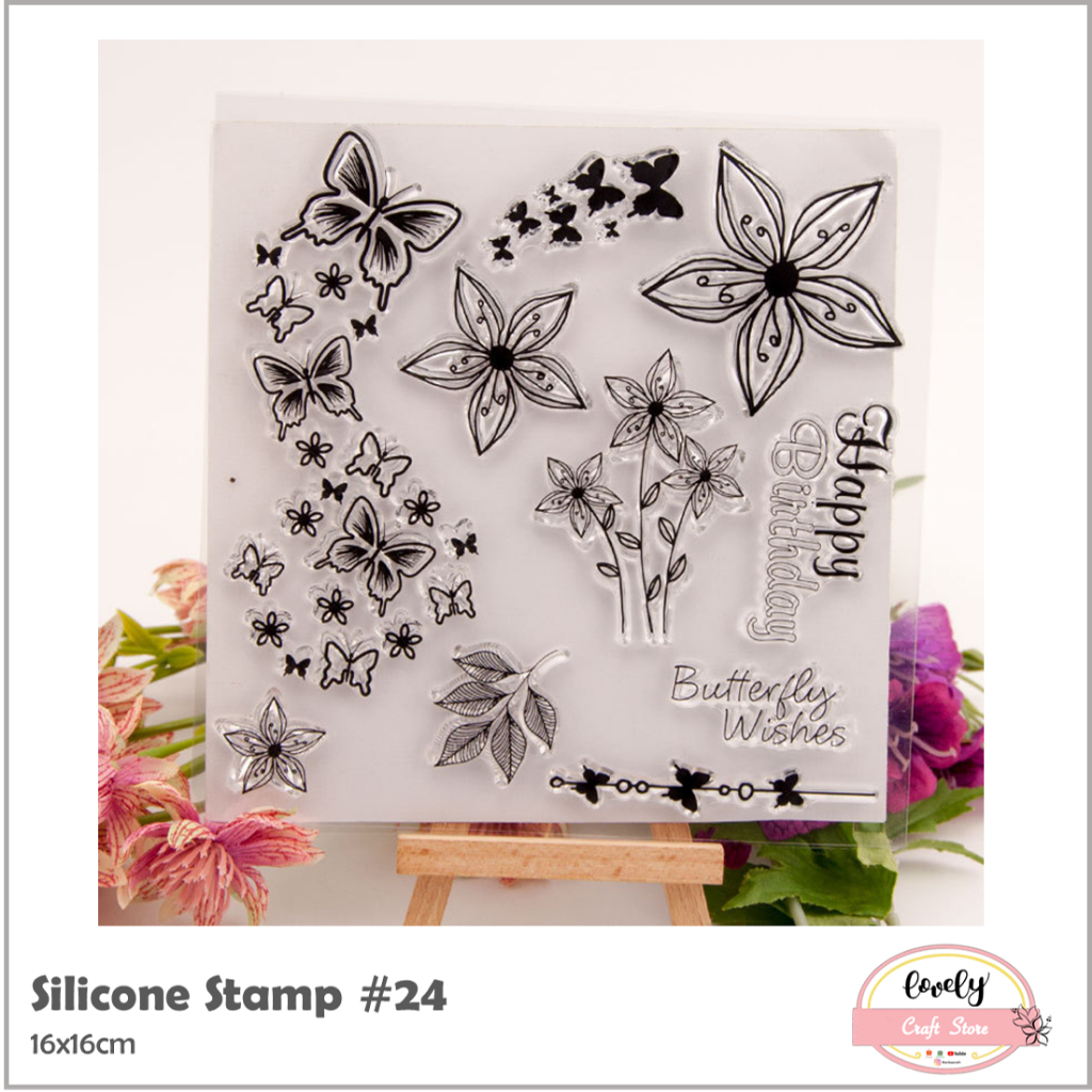 

LovelyCraftStore | Silicone Stamp S 24 Transparent Silicone rubber Clear Stamp butterflies - card jurnal bujo scrapbook