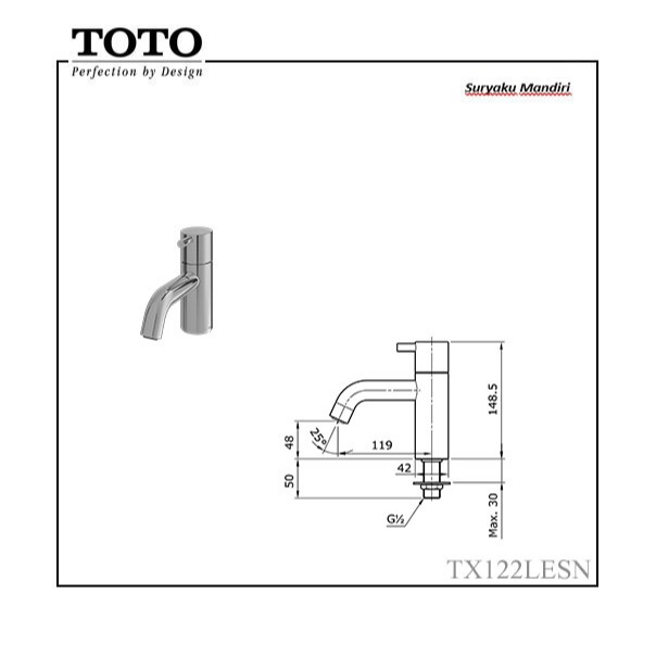 TOTO KRAN TX122LESN | KRAN WASTAFEL TX122LESN