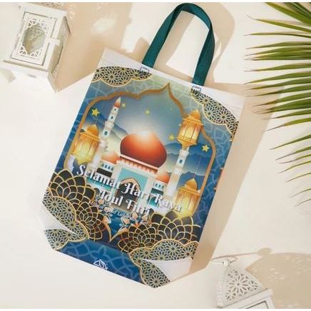 

GOODIE BAG LAMINASI LEBARAN PARCEL TAS HAMPERS IDUL FITRI SPUNBOND FULL COLOUR/ Tas Sembako