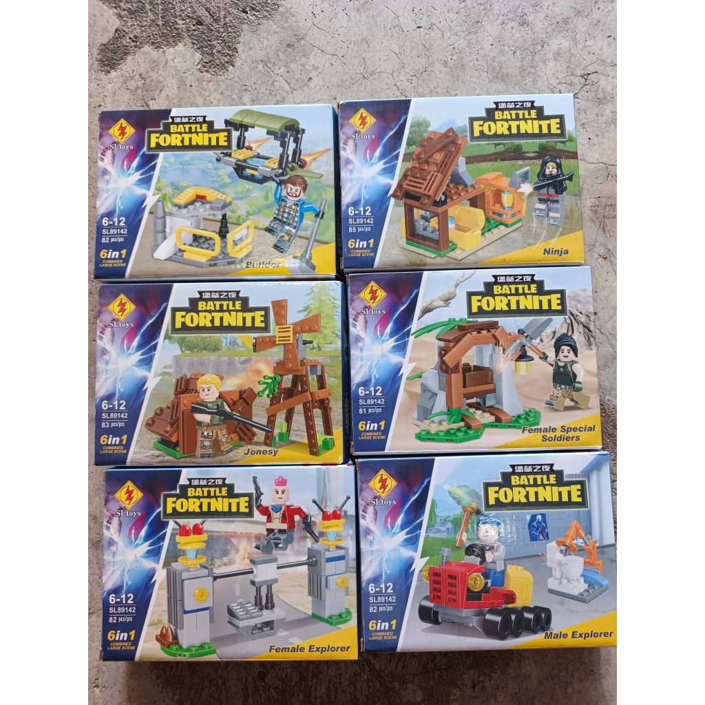 Mainan Susun Balok Tentara Battle Fornite Brick minifigure perang Blocks 6 in 1 Dapat 6 Box