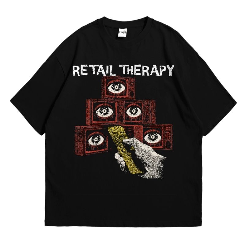 Betr Studio Kaos Boxy Fit Oversized Tshirt Retail Therapy Santai Combed Printing Streetwear
