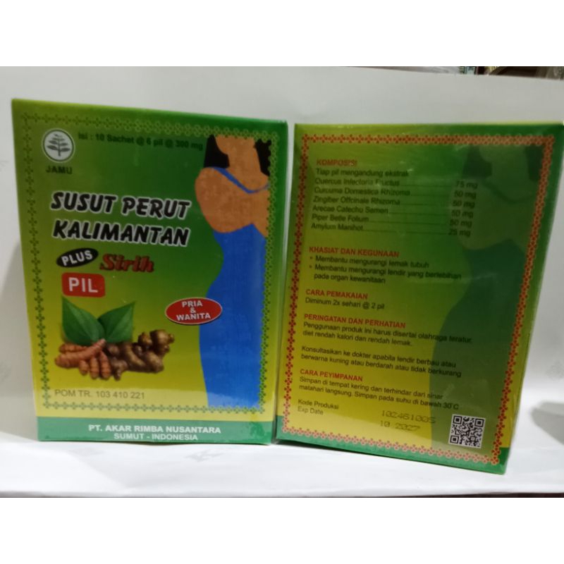 

Jamu Susut perut Kalimantan pil kemasan 1pack isi 10 sachet @ 6 pil