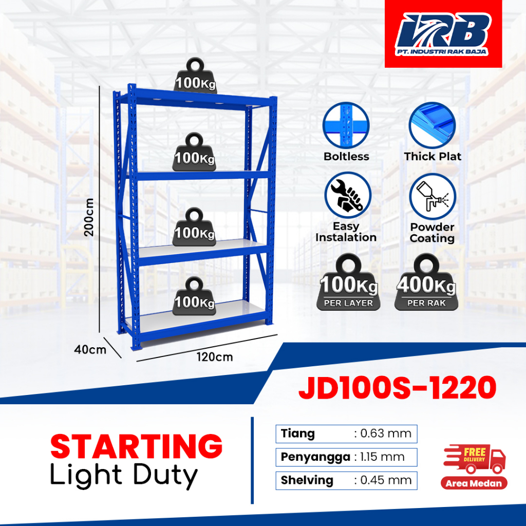 Rak Gudang Medan/Rak Besi Siku/Rak Siku Serbaguna/Rak Susun Serbaguna/Rak Barang Beban RAK STOK 100 