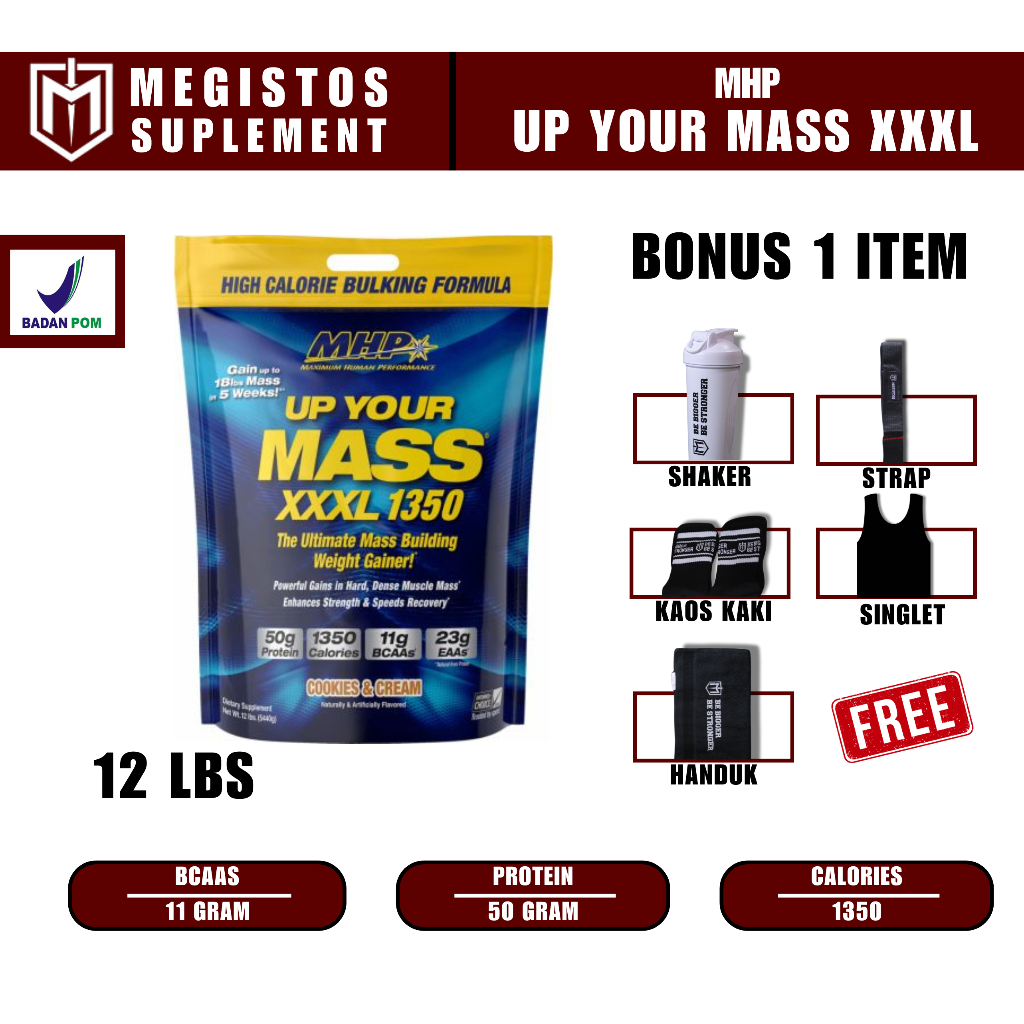 MHP UP YOUR MASS XXXL 1350 12 Lbs Weight Gainer BPOM