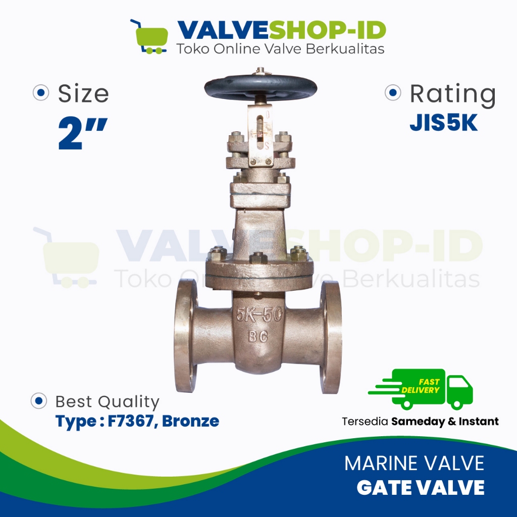 Gate Valve 2" Inch JIS 5K Bronze / Marine Valve [ F7367 ]