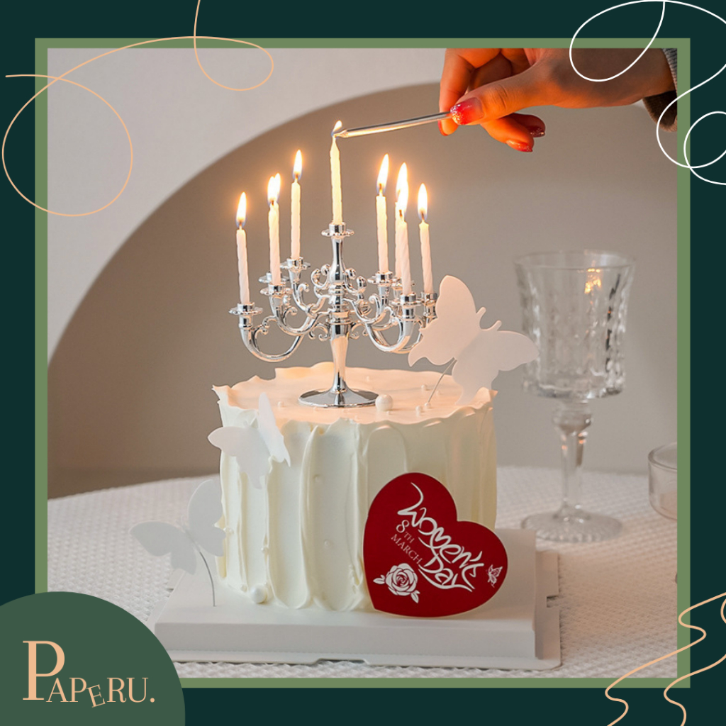 

[PAPERU] Plastic Mini Candle Holder Lilin Chandelier Hiasan Kue Dekorasi kue Tempat lilin Topper kue Chandelier