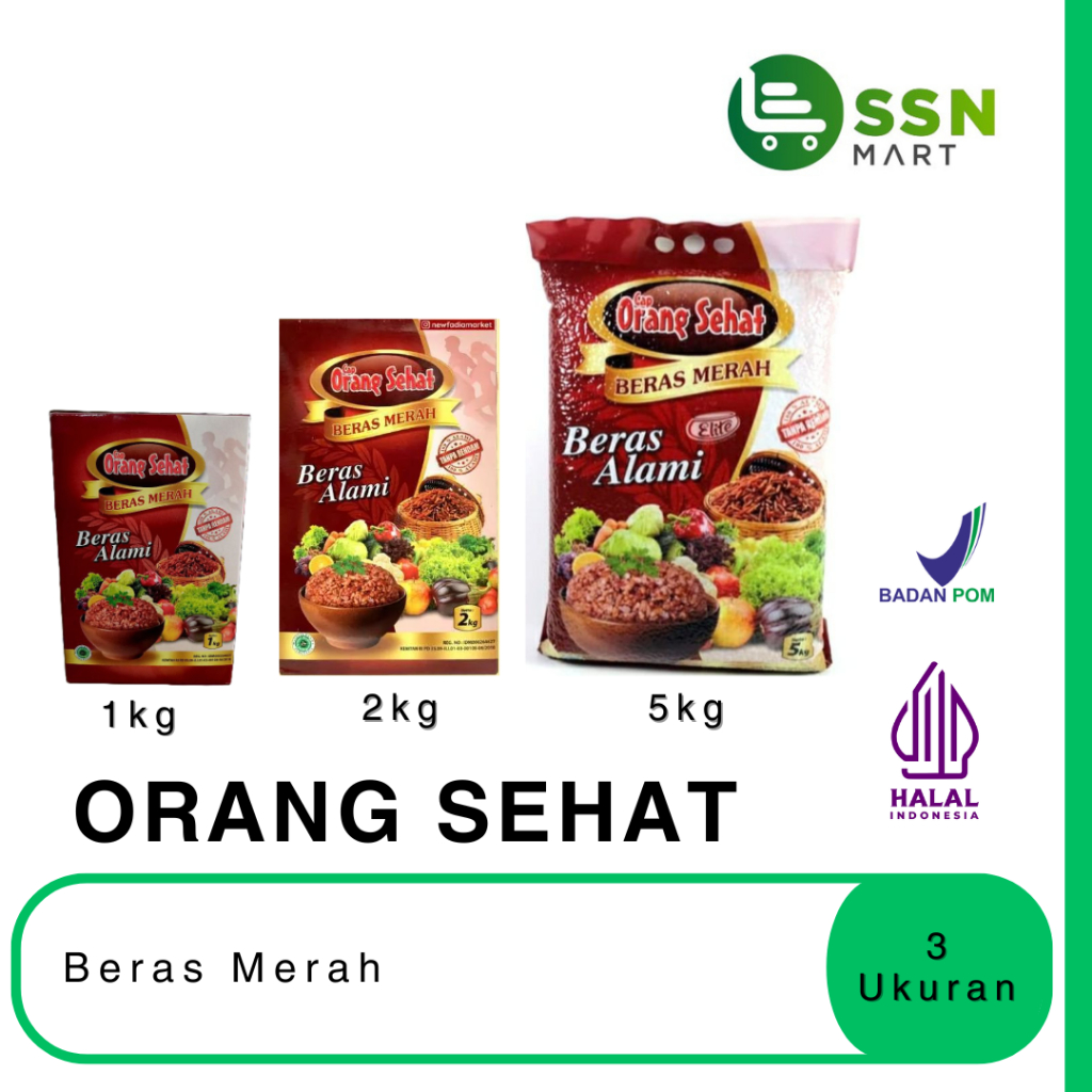 

SSNMart Orang Sehat Beras Merah Sehat , Berserat Tinggi 1kg/2kg/5kg