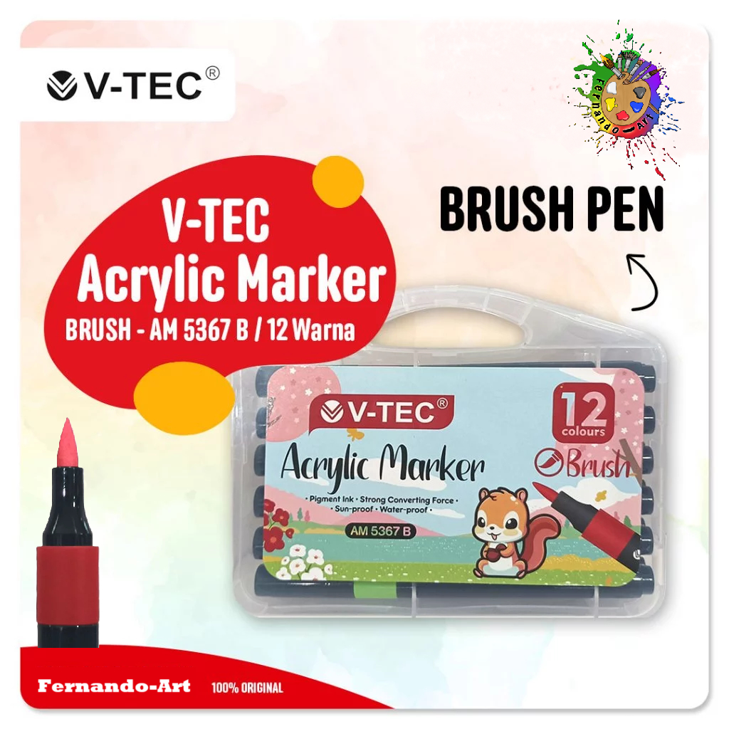 

V-TEC Acrylic Marker 12 Warna AM 5367 B / 12 Colour