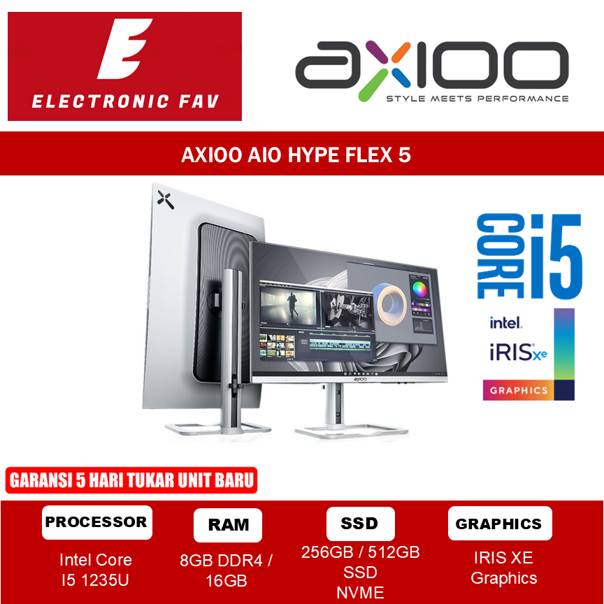 AXIOO AIO HYPE FLEX 5 I5 1235U 8GB /256GB 16GB/512GB  23.8" FHD IPS