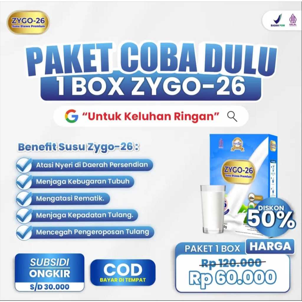 

Promo Susu Zygo 26 Original 100% membantu menjaga kesehatan tubuh anda