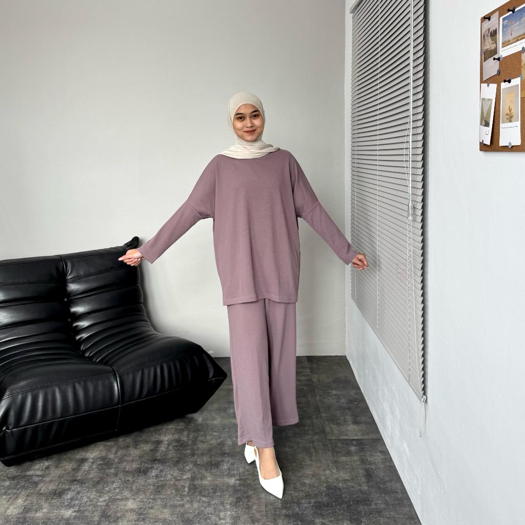 LYLA BATWING PANTS | ONE SET PREMIUM KNIT | SETELAN CELANA | ALYATTIRE