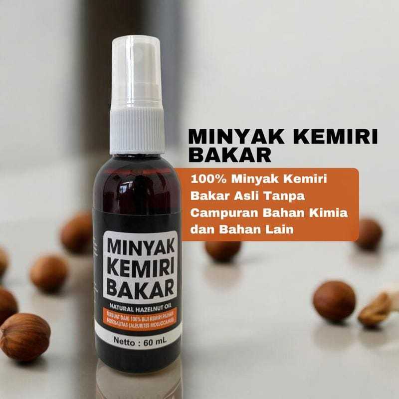 Minyak Kemiri Bakar Spray Alami Penumbuh & Penebal Penghitam Rambut Bayi Dewasa Bulu Alis Brewok