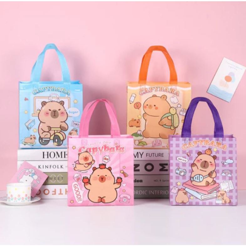 

(SDA) Tas Souvenir Anak Karakter Capybara Kids tote goodie bag ulang tahun bingkisan snack lucu
