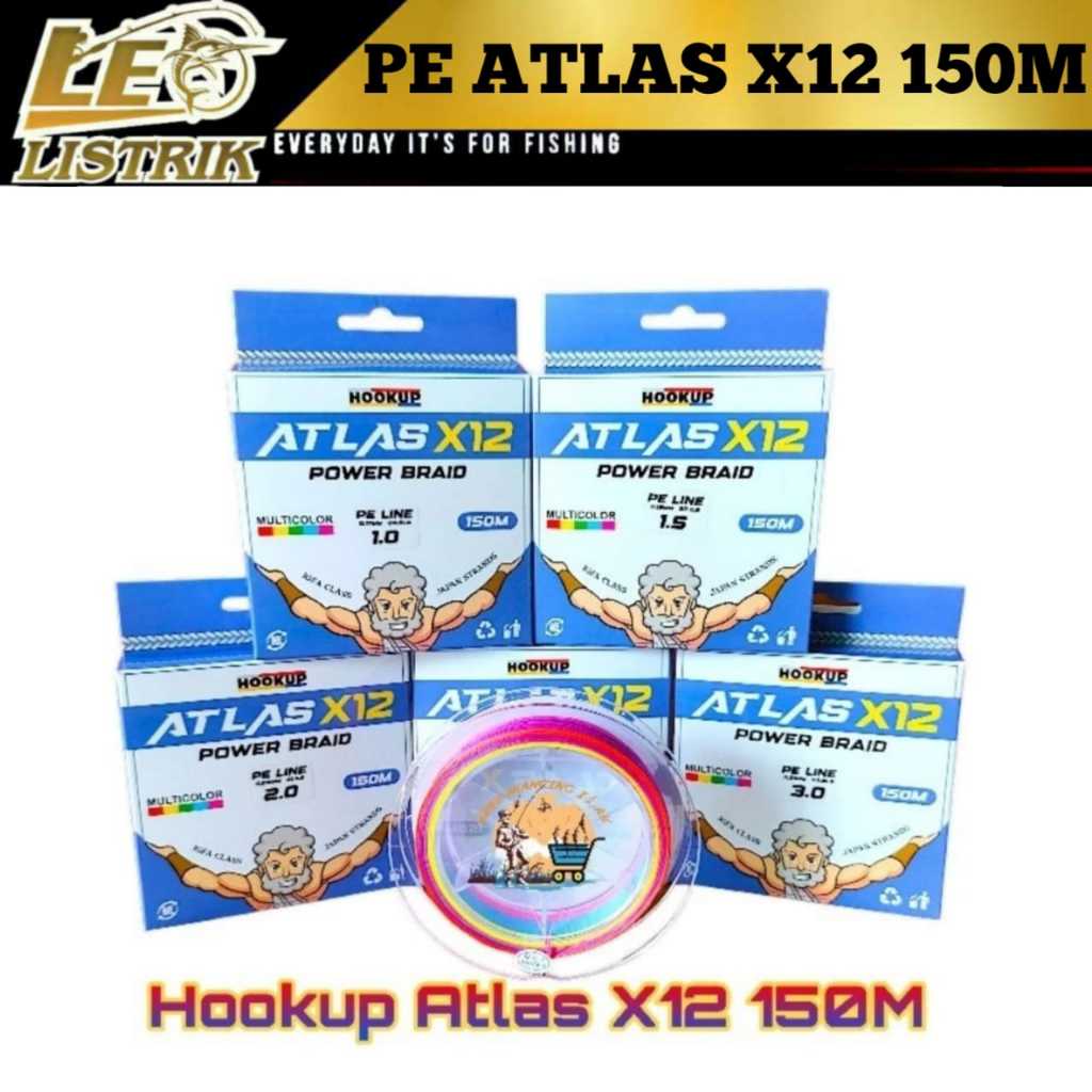 PE HOOKUP ATLAS X12 MULTICOLOR 150M SENAR PANCING TERLARIS SENAR PE PANCING TERLARIS