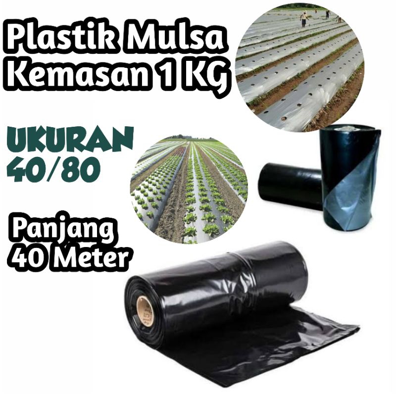 PLASTIK MULSA KEMASAN 1 KG 40/80 40 METER / PLASTIK MULSA HITAM PERAK / PLASTIK MULSA KILOAN