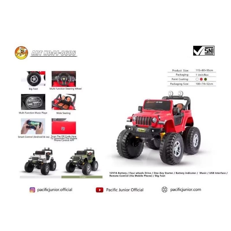 (FREE PELAPIS+BUBBLE) promo Mainan Mobil Aki Anak Pacific Jeep PJ-8606 PJ 8606 PJ8606