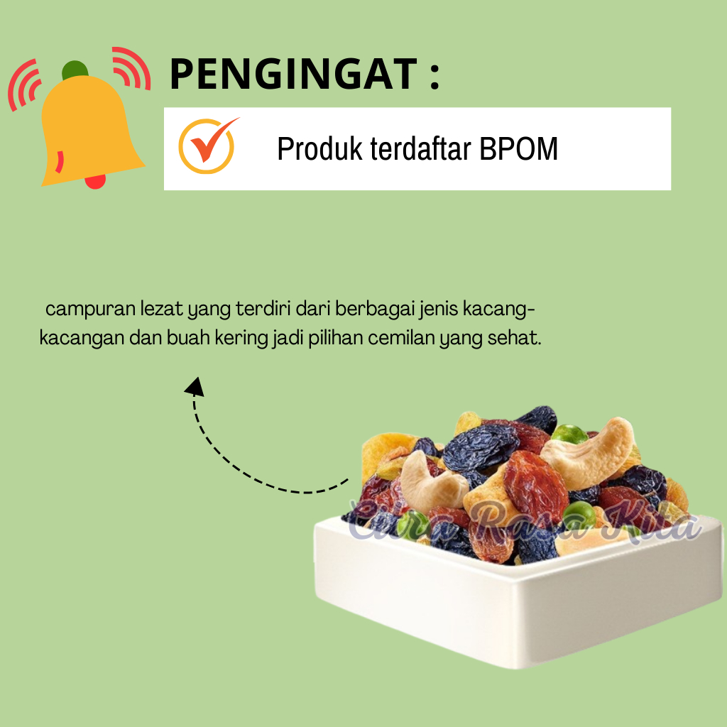 

RB Halal Gan Yuan Snacks Kacang Daily Mixed Beans Nuts & Dried Fruits Halal 75gr