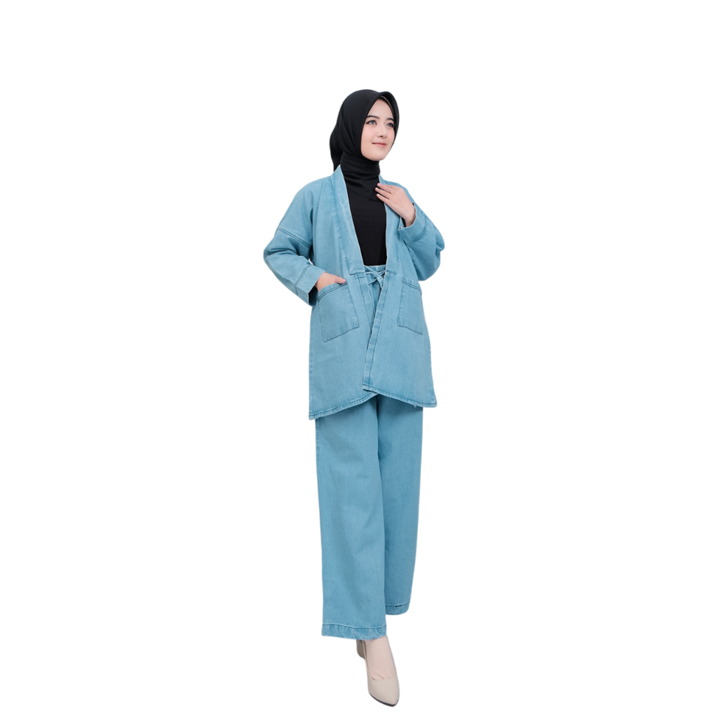 One Set Denim Kimono 2