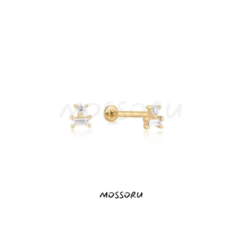 Mossoru - Par Diamond Flatback | Anting Tindik Piercing Emas Berlian Wanita