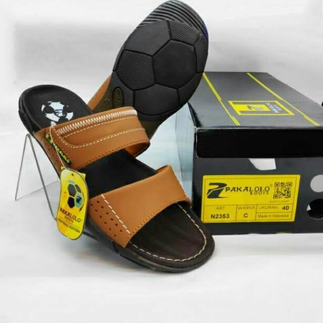 Sandal Pakalolo Pria Original 100% Kulit Asli Motif Selop Terbaru Hitam Tan Coklat Murah | Modern |