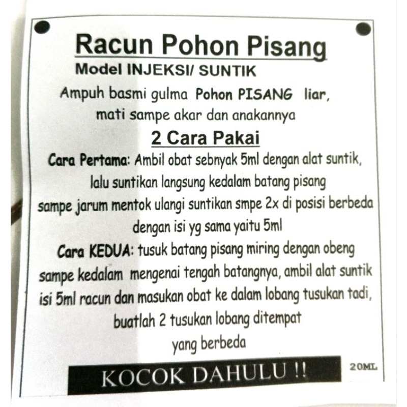 RB SUNTIK Racun Pohon PISANG, jenis Suntik, AMPUHHH