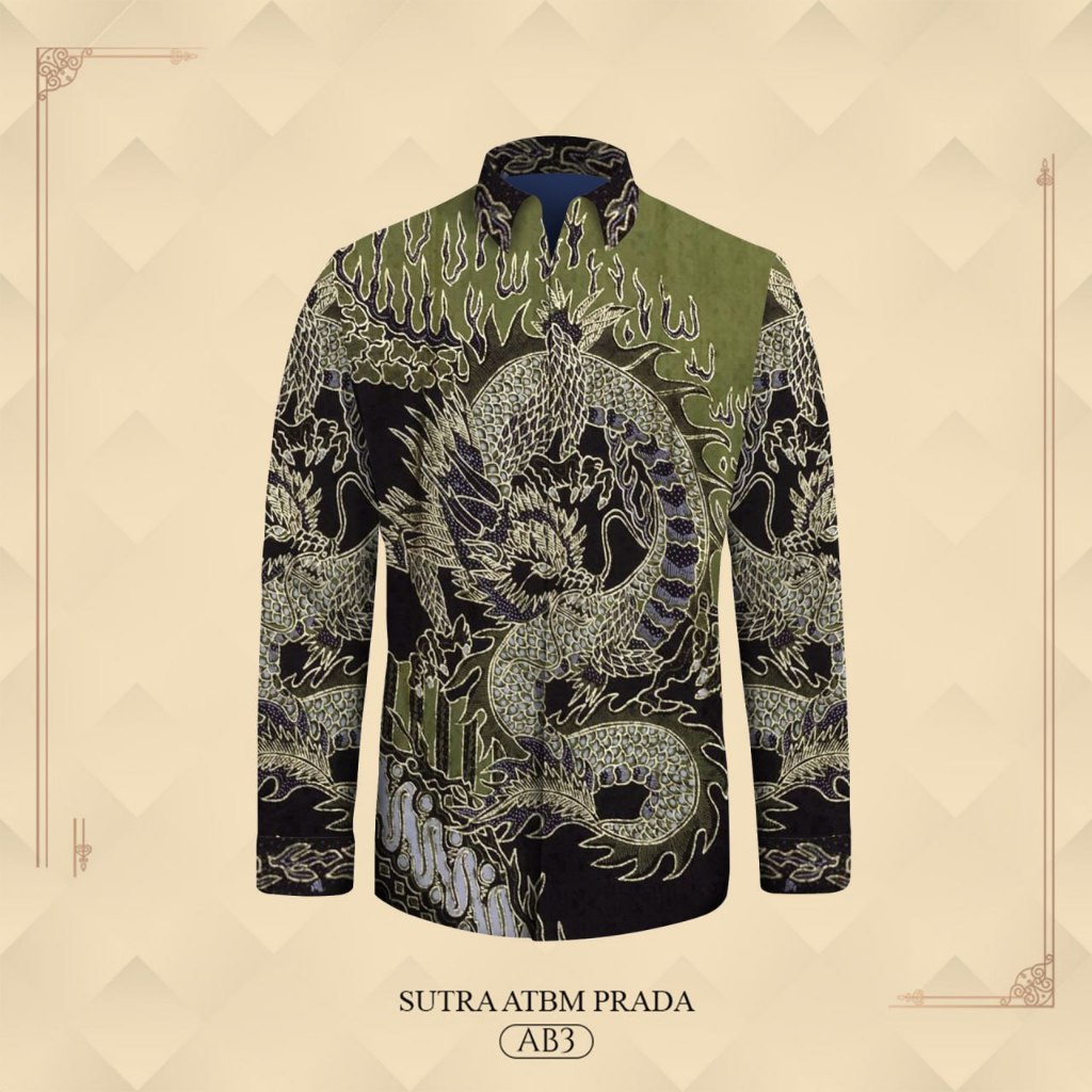 Batik lengan panjang sutera prada exclusive pola kemeja pria slimfit batik tulis asli kemeja jumbo s