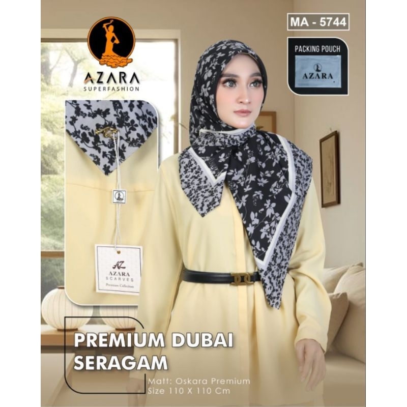 10pcs PAKET USAHA JILBAB HIJAB SEGIEMPAT MOTIV AZARA PREMIUM DUBAI  LOGO ZR 110x110cm