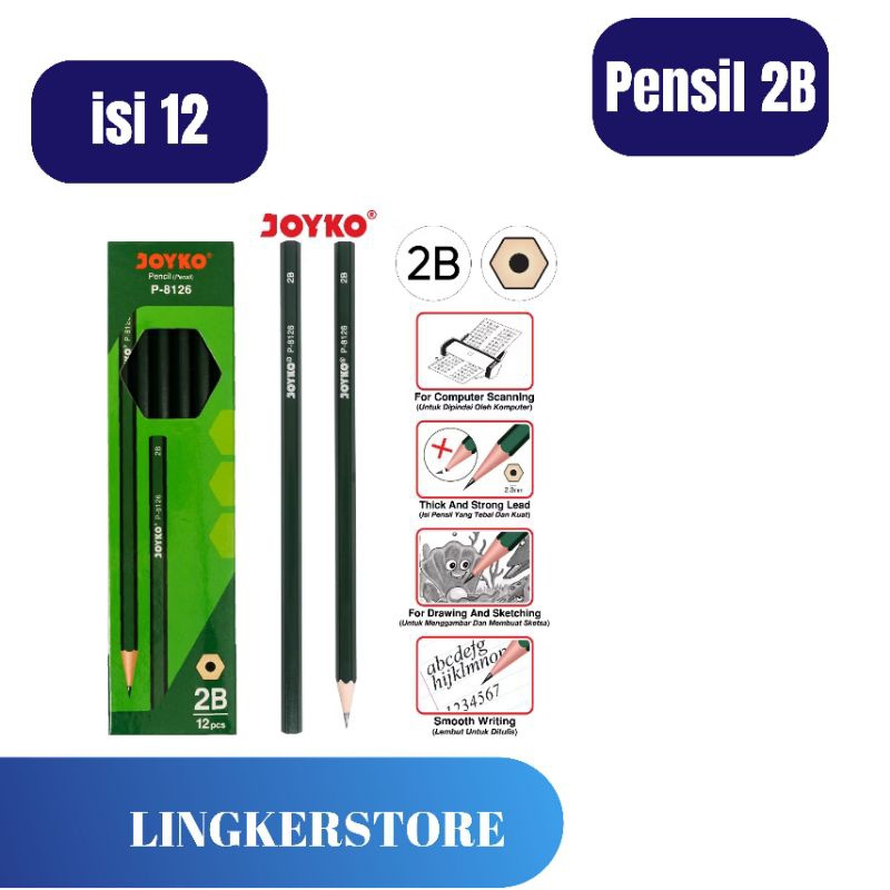

Pensil Joyko 2B Isi 12 pcs 1 Lusin P-8126