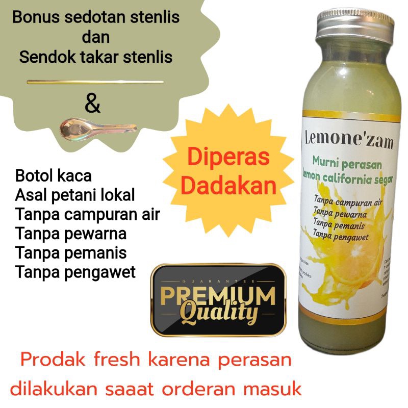 

Peras dadakan lemon california murni untuk detox,imun,diet 250ml botol kaca