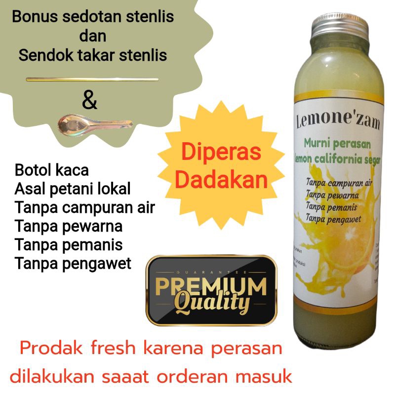 

Peras dadakan lemon california murni untuk detox,imun,diet 500ml botol kaca