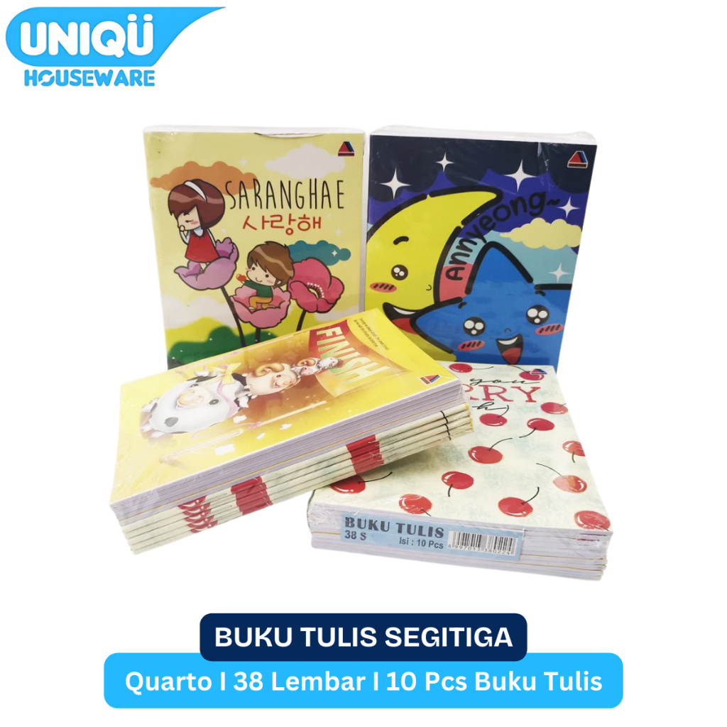 

UNIQU Buku Tulis Kwarto SEGITIGA isi 38 Lembar - 1 Pak isi 10 Buku Kuarto