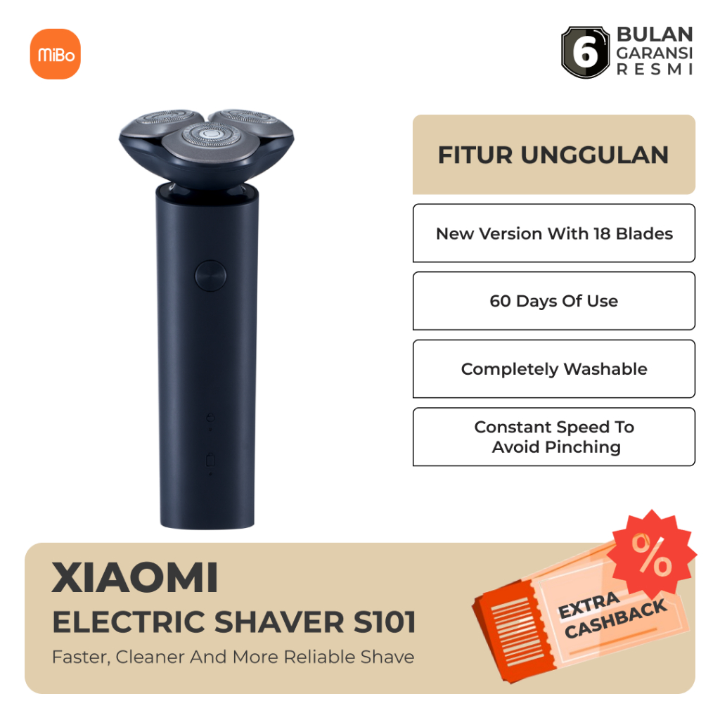 Xiaomi Electric Shaver S101 18 Blade Alat Cukur Kumis IPX7 Garansi Resmi