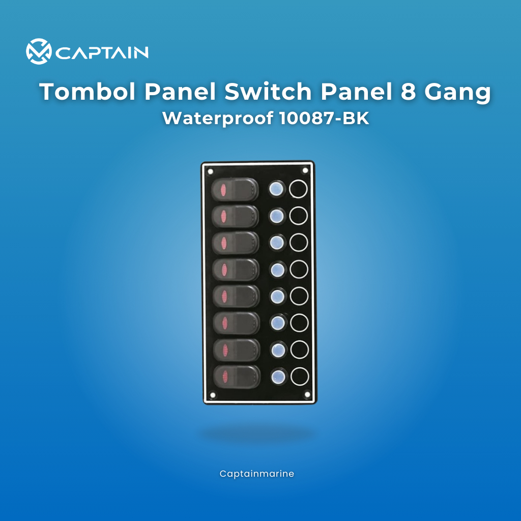 Waterproof Switch Panel 8 Gang Kode 10087-BK / Saklar Kapal