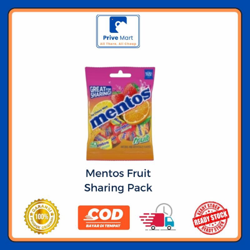 

Mentos Fruit Sharing Pack 108g Isi 40pcs Prive Mart
