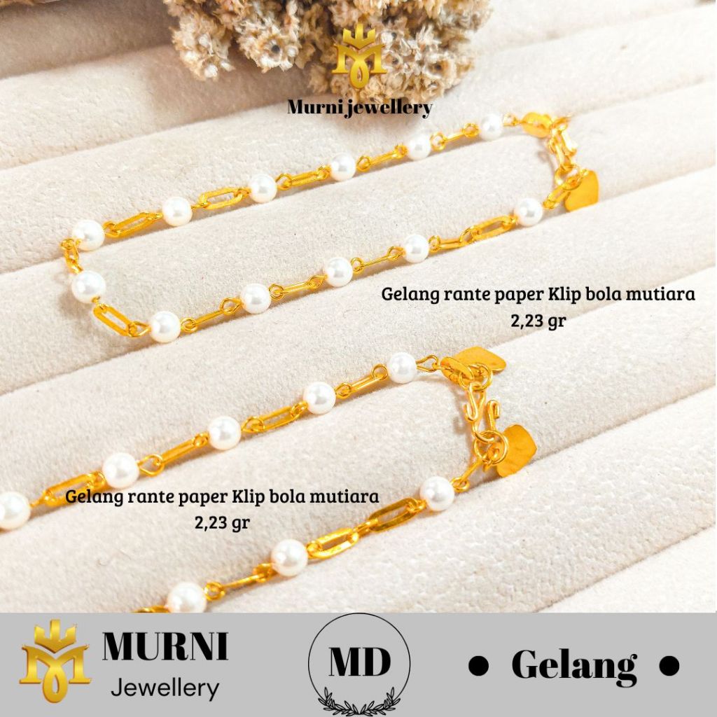 Gelang Emas Muda Asli Model Rante Bola Mutiara - Toko Emas Murni