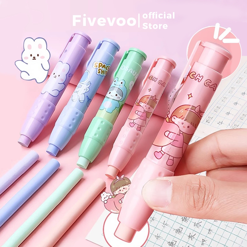 

FIVEVOO Penghapus Pensil / Penghapus Mekanik Kartun/Penghapus Pensil Karakter / Penghapus Pensil