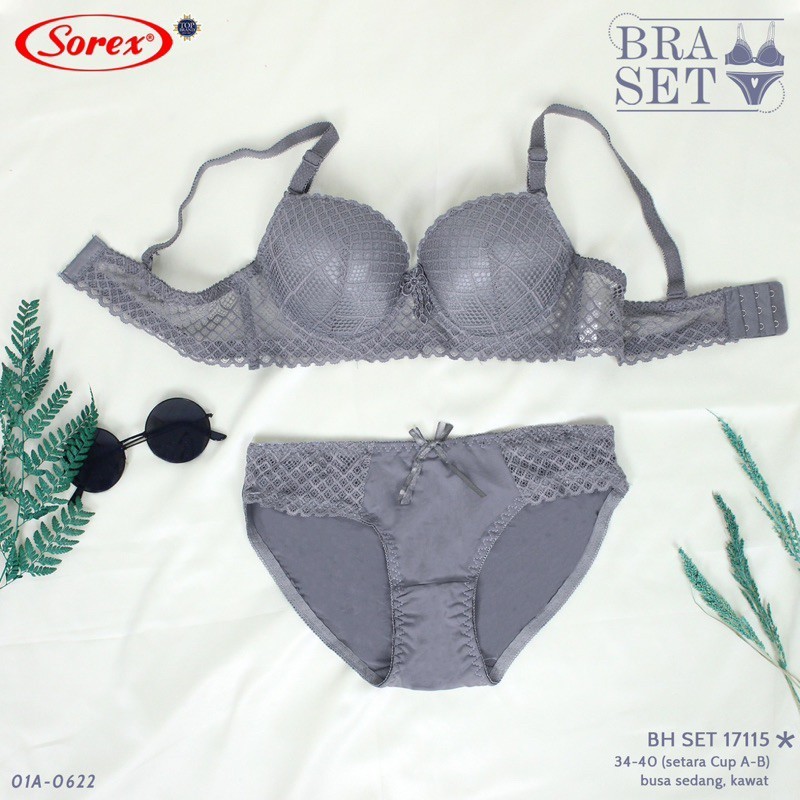 Bra BH Set Wanita Sorex 17115 BH + CD Brukat Kawat Murah Satu Set Seserahan BH CD