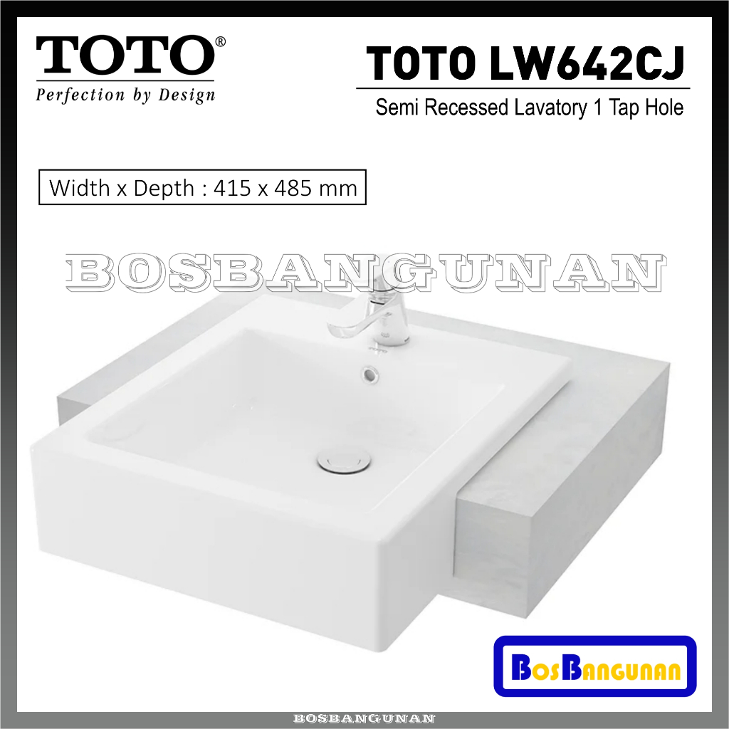 Wastafel Semi Recessed TOTO LW 642 CJ / Wastafel TOTO LW642CJ Meja Setengah Keluar / Wastafel TOTO S